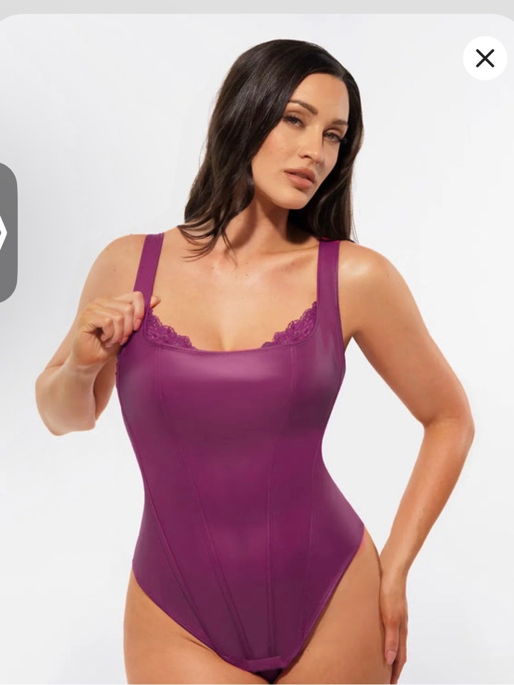 Sculpting Lace-Trim Bodysuit – Plum